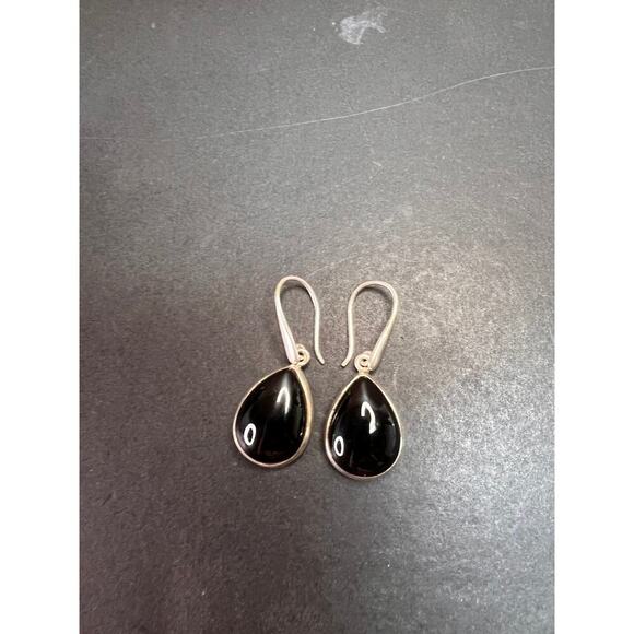 NEW Black onyx sterling silver teardrop earrings 8.12 grams - Picture 4 of 11